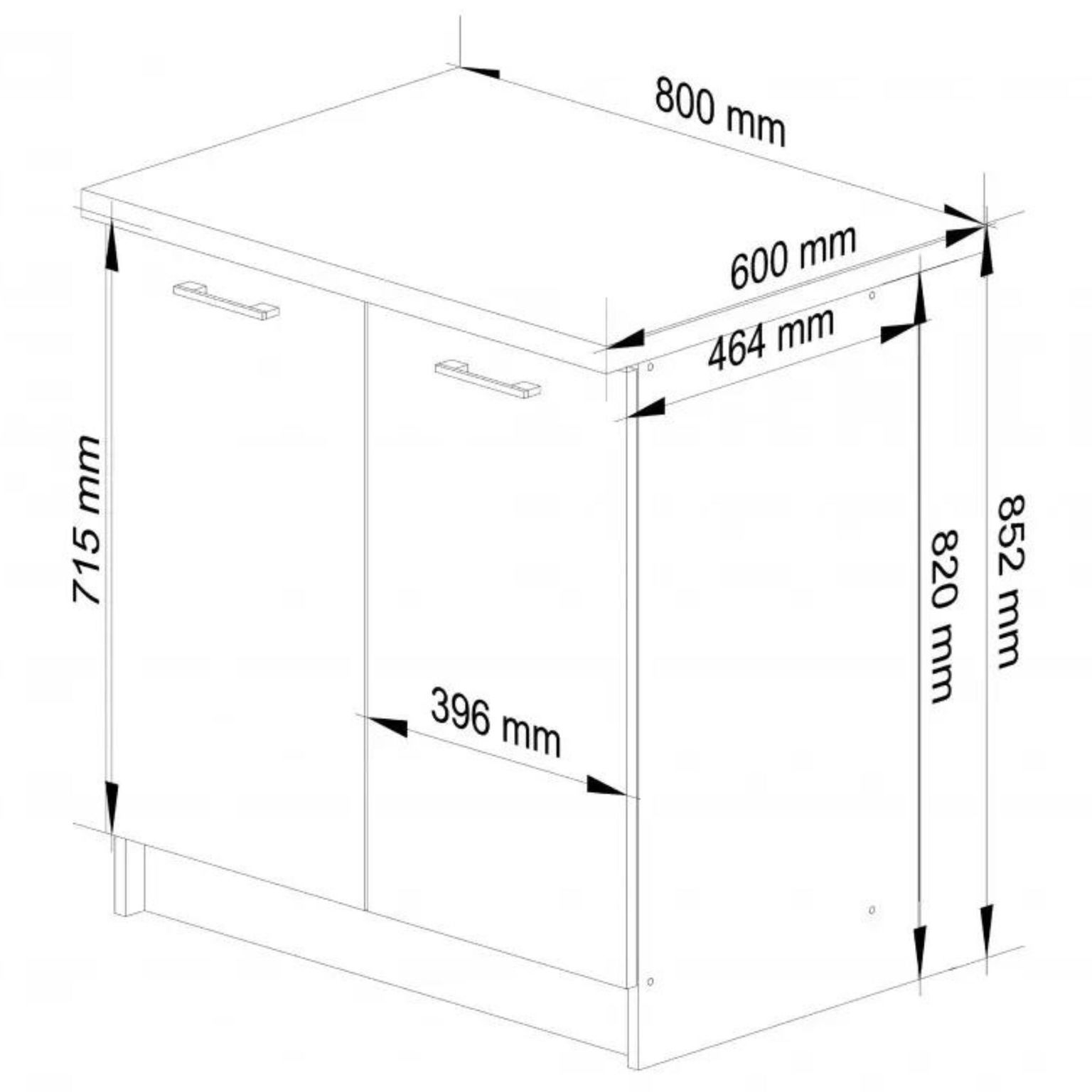 Virtuvės spintelė OLIVIA S 80 cm, balta/juoda - 3