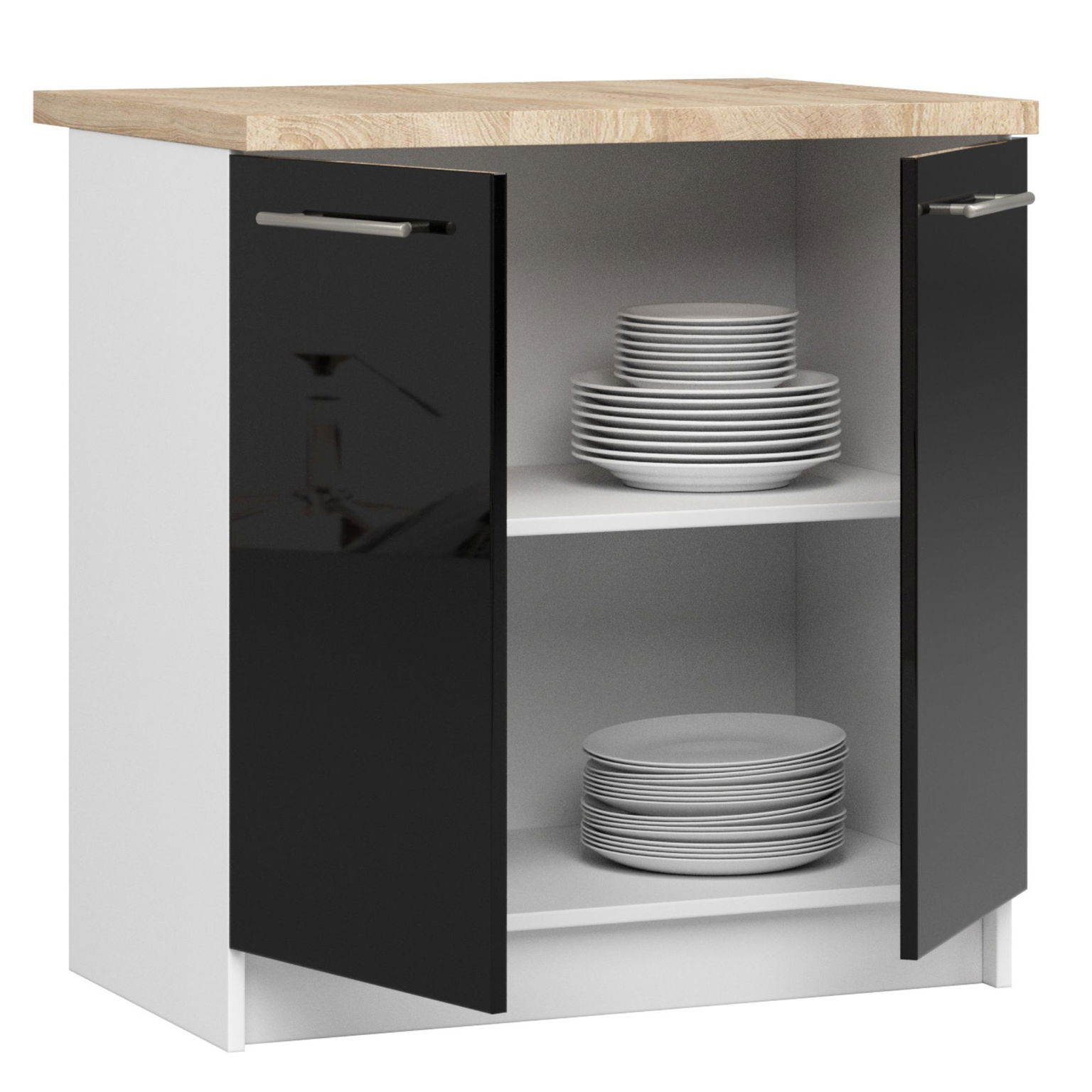 Virtuvės spintelė OLIVIA S 80 cm, balta/juoda - 2