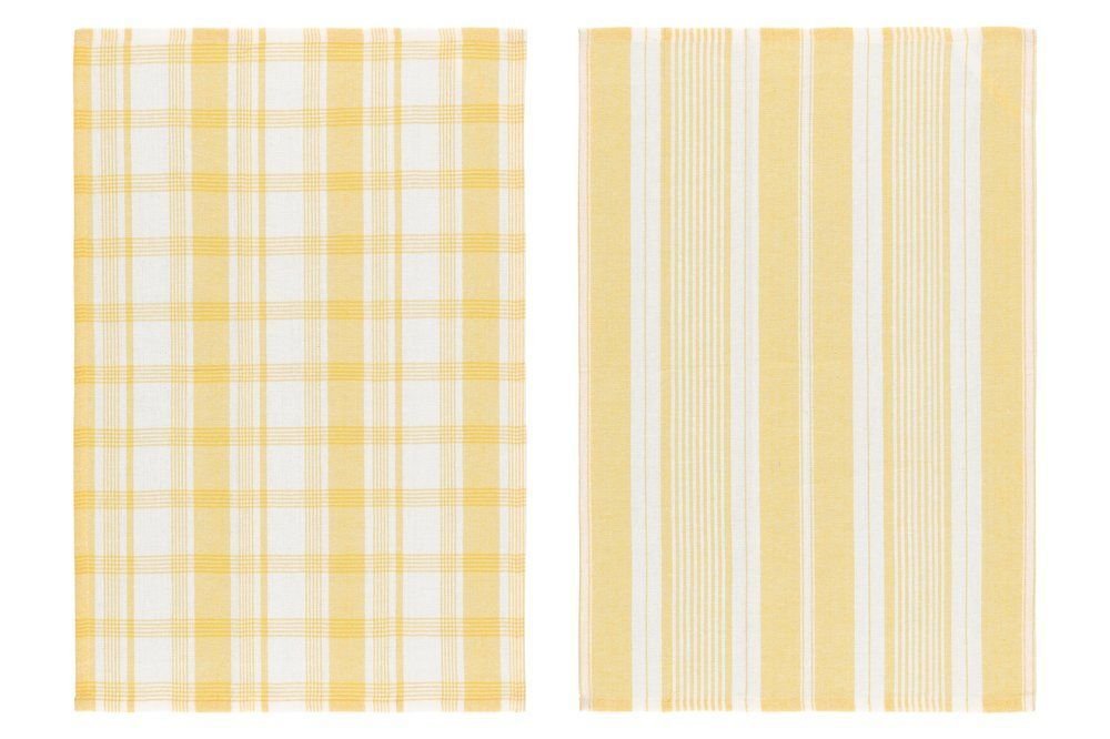 Virtuvinių rankšluosčių komplektas 4LIVING, geltonos/baltos sp., 40 x 60 cm, 100 % medvilnė, 2 vnt.