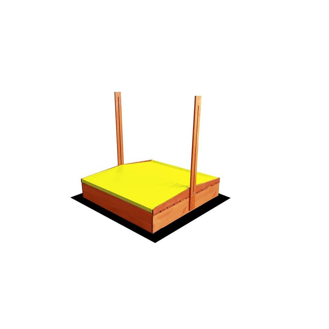Impregnuota medinė smėlio dėžė su geltonos spalvos stogeliu, 120x120 cm - 3