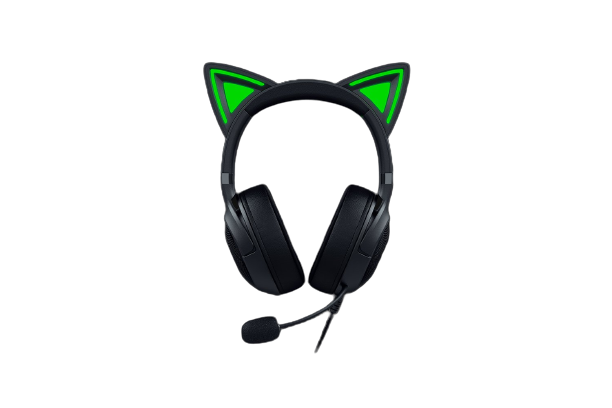 Laidinės žaidimų ausinės Razer Kraken Kitty V2, juodos/žalios - 4