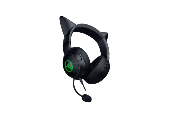 Laidinės žaidimų ausinės Razer Kraken Kitty V2, juodos/žalios-1