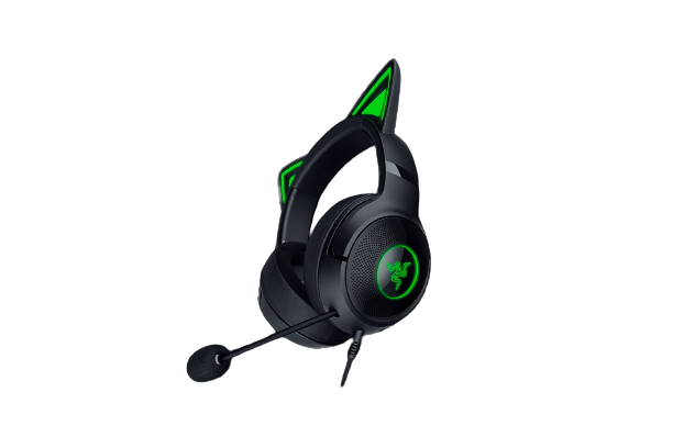 Laidinės žaidimų ausinės Razer Kraken Kitty V2, juodos/žalios-0