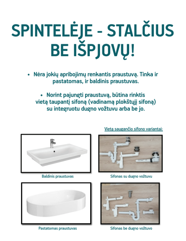 Vonios spintelė CERSANIT MODUO SLIM 80, su praustuvu, 79,5 x 37,5 x 57 cm, 2 stalčiai, baltos sp. - 5
