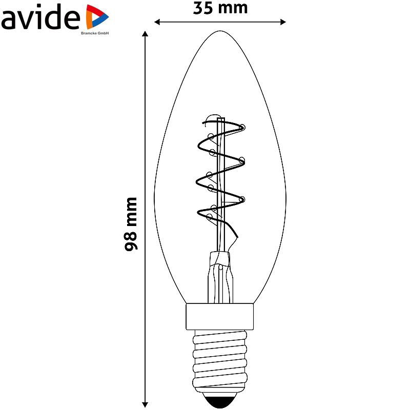 Dekoratyvinė LED lemputė AVIDE SOFT FILAMENT, E14 žvakė, 3W (=19W), 2700K, 180 lm - 3