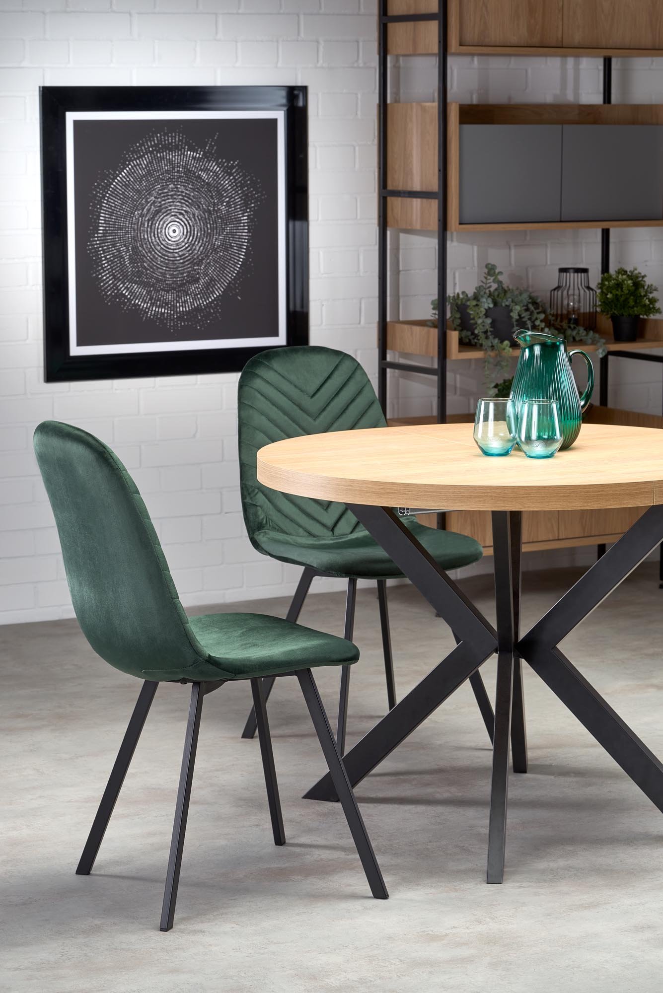 Išskleidžiamas valgomojo stalas PERONI, 100-250x100x75 cm, ąžuolo/juoda - 2