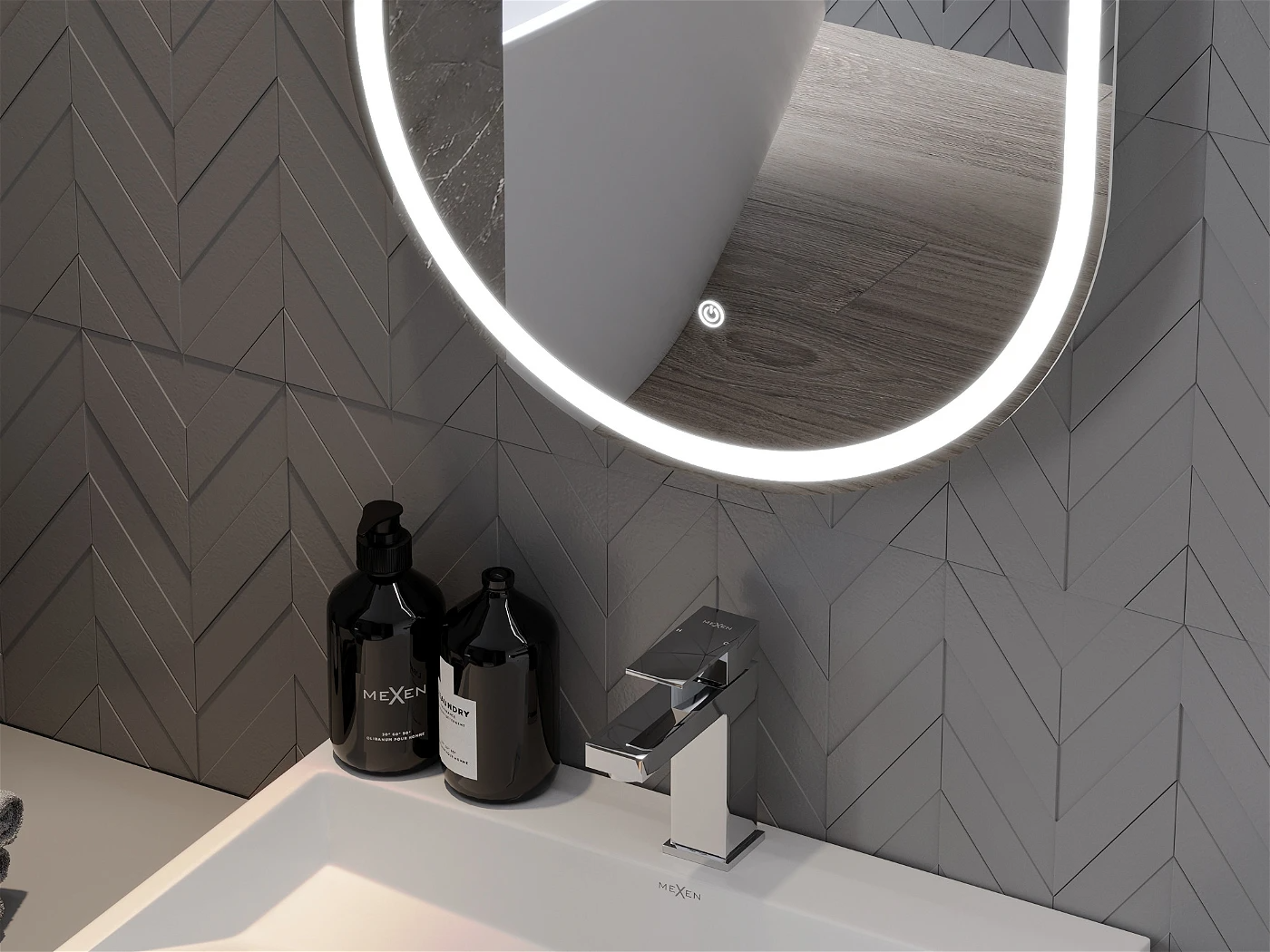 Vonios veidrodis Mexen Bono su LED apšvietimu ir šildymo kilimėliu, 55 x 155 cm - 4