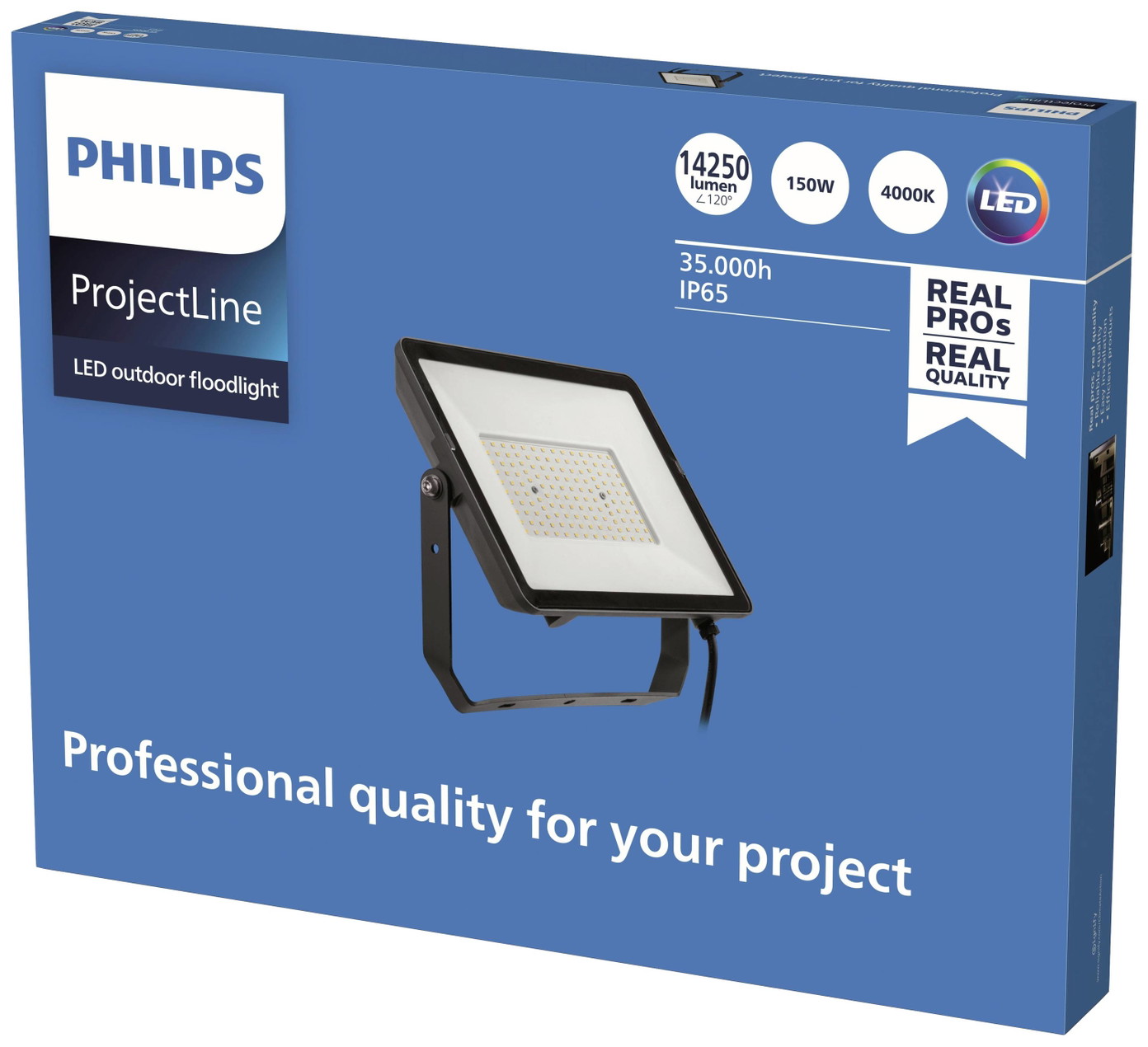 LED prožektorius PHILIPS, IP65, 150W, 4000 K, 14250 lm, juodos sp., 38,5 x 4,1 x 29,8 cm - 3