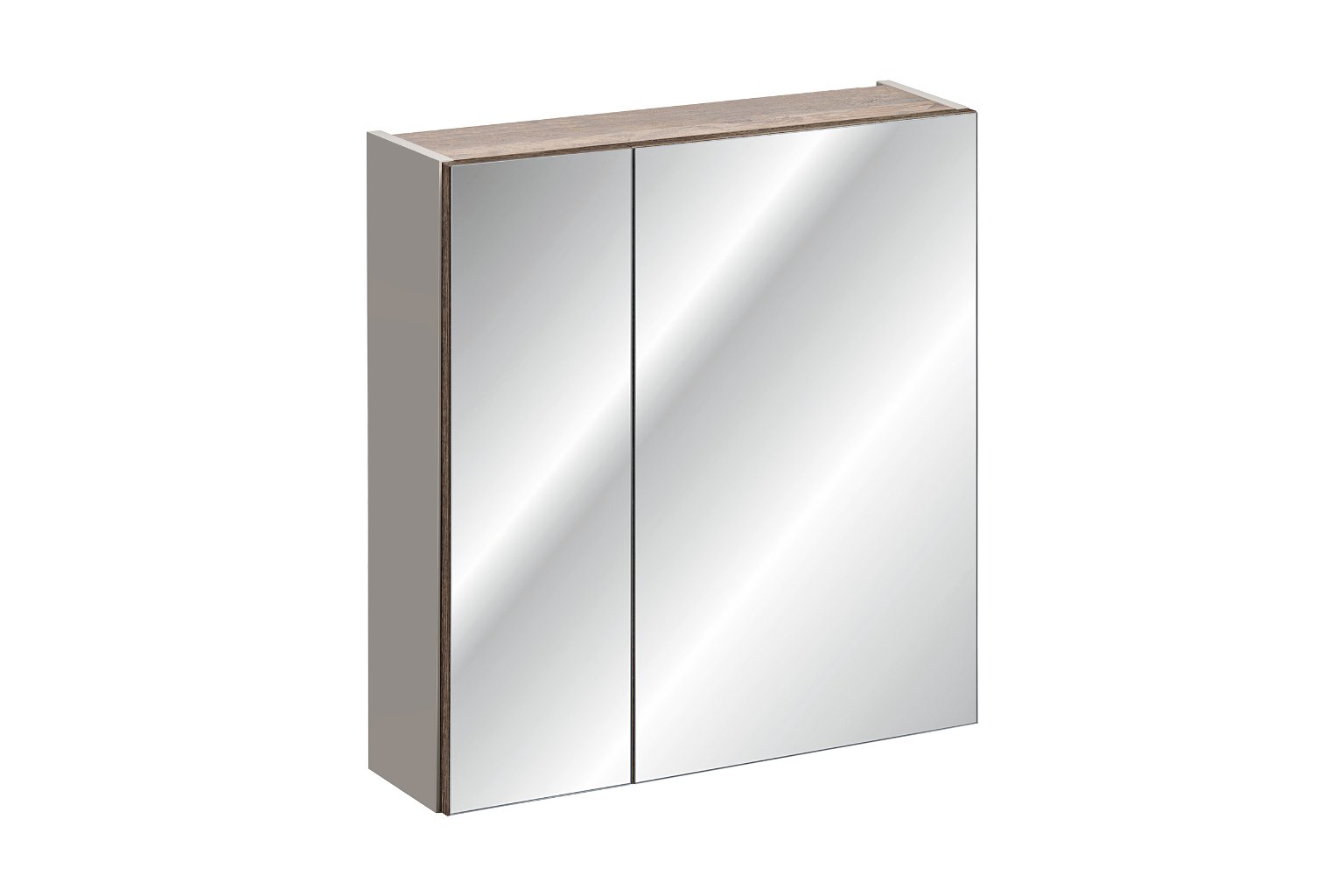 Vonios spintelė su veidrodžiu SANTA FE TAUPE 84-60-A-2D, ąžuolo/pilka