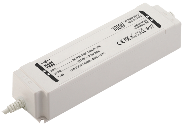LED transformatorius MACH TIGER, IP67, 100 W, įėjimas AC220-240V, išėjimas DC24V-0