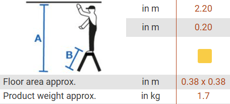 Pakyla KRAUSE Treppy Plusline, darbinis aukštis 220cm, maks. 150kg, geltona spalva - 3