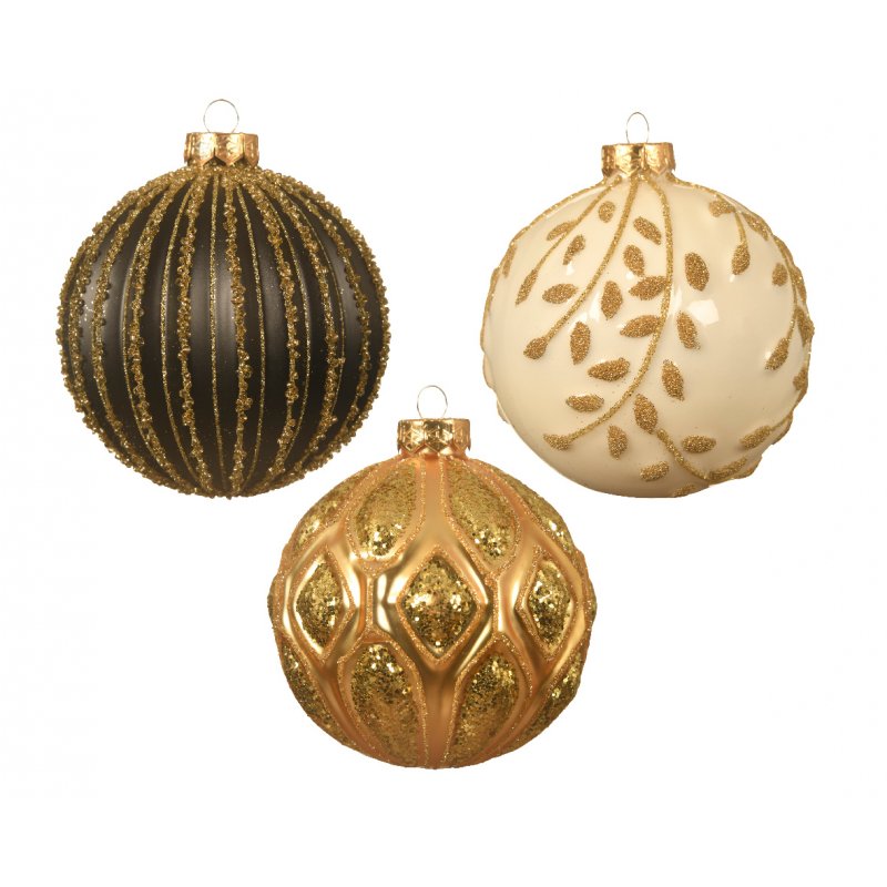 Kalėdinis eglės žaisliukas GLASS BRANCH, rudos/baltos/auksinės 3 rūšių, 10 cm, 1 vnt. - 1