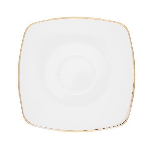 Porcelianinė desertinė lėkštė MariaPaula Moderna Gold, baltos sp., 16 x 16 cm