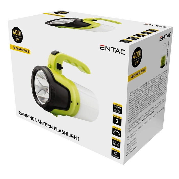LED stovyklavimo žibintuvėlis ENTAC, IP44, 5W, 400 lm, pakraunamas USB, 13,8 x 9,6 x 17,8 cm - 3