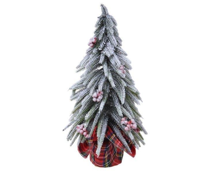 Kalėdinė dekoracija MINI TREE SNOWY, žalios/raudonos sp., 35 cm., 1 vnt.