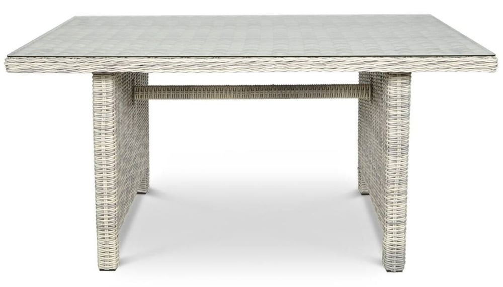 Lauko baldų komplektas TRIVENTO DINING 3 + su pufais, White Grey - 7