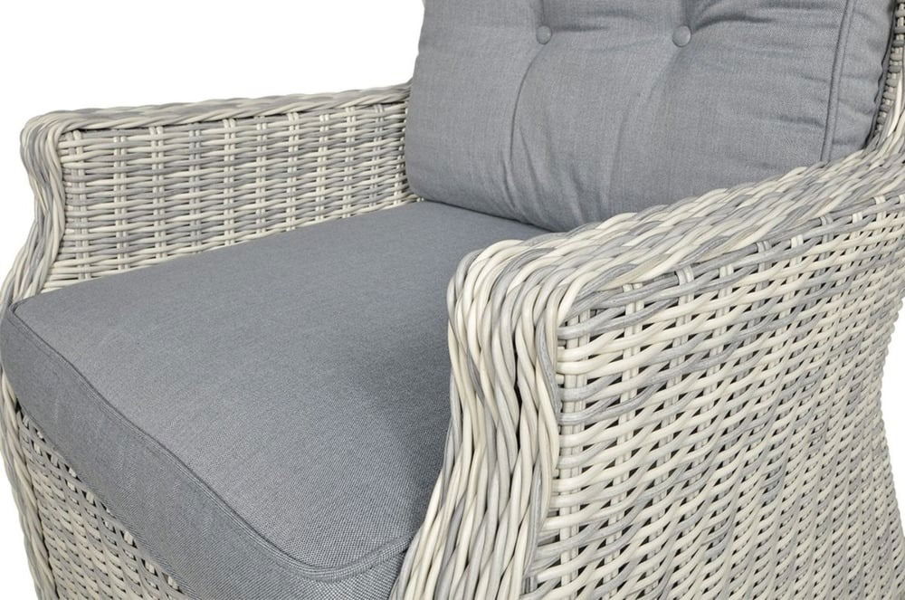 Lauko baldų komplektas TRIVENTO DINING 3 + su pufais, White Grey - 5