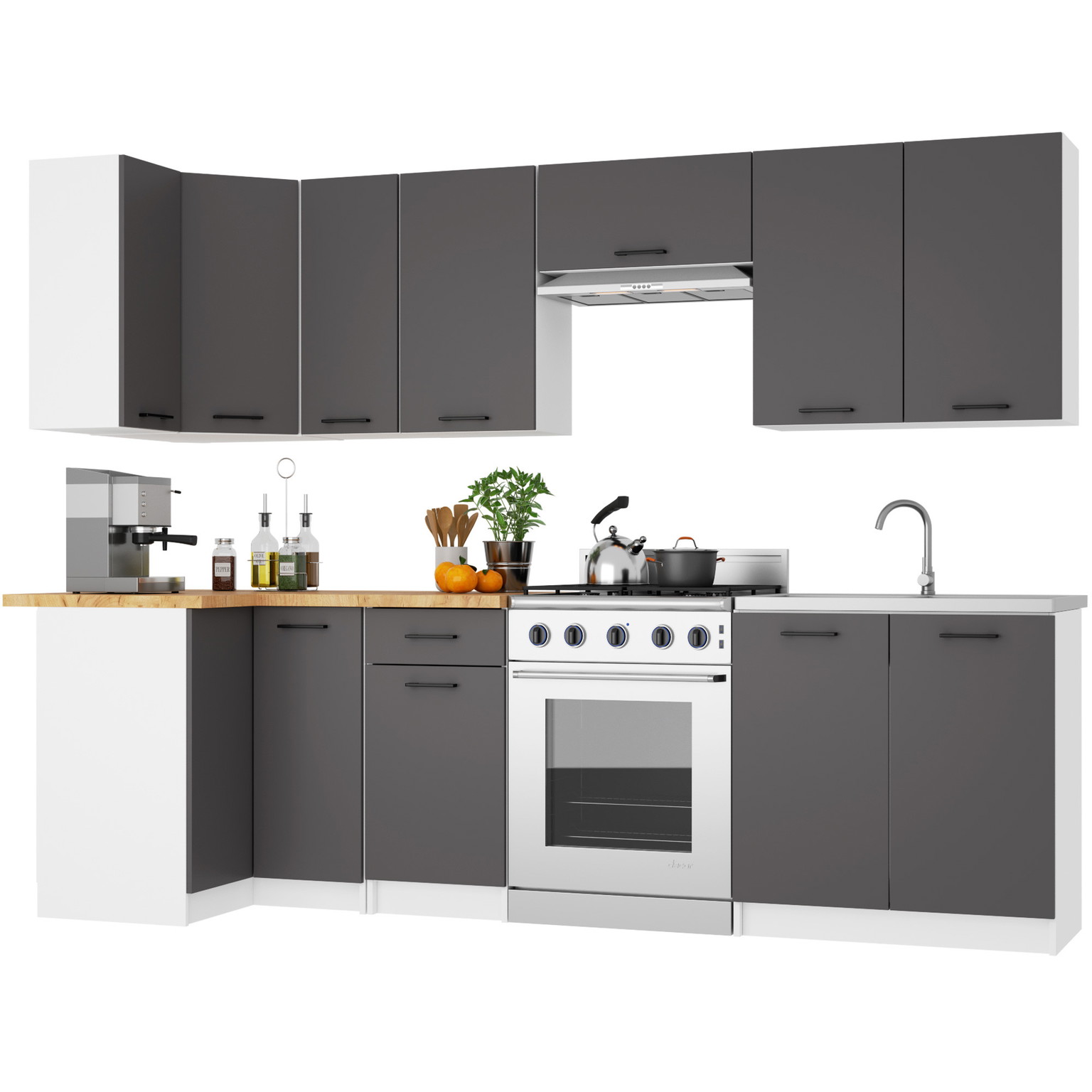 Pakabinama virtuvės spintelė OLIVIA W80 G2 H580, balta/grafito - 4