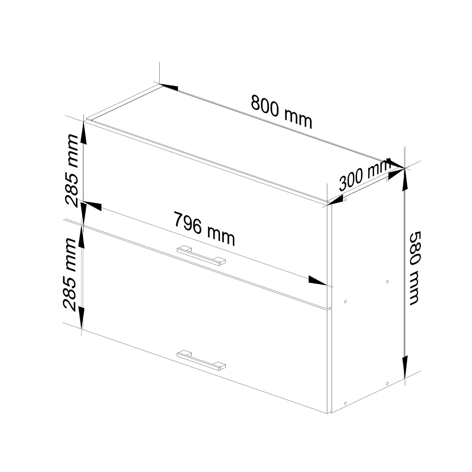 Pakabinama virtuvės spintelė OLIVIA W80 G2 H580, balta/grafito - 3