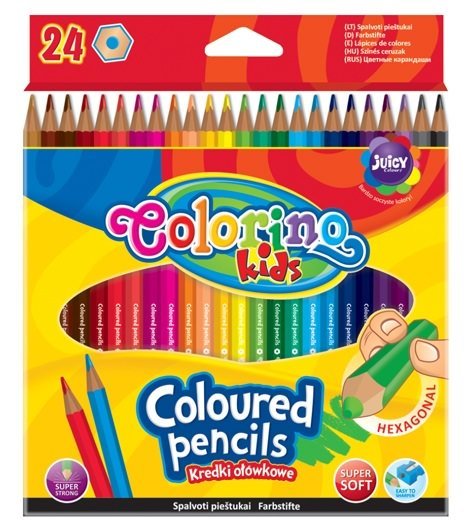 Spalvoti pieštukai COLORINO KIDS Coloured pencils, 24 spalvų