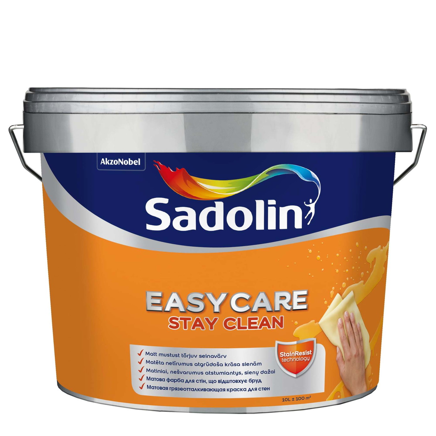 Nešvarumus atstumiantys sienų dažai SADOLIN EASYCARE, matiniai, baltos sp., BW bazė, 10 l-0