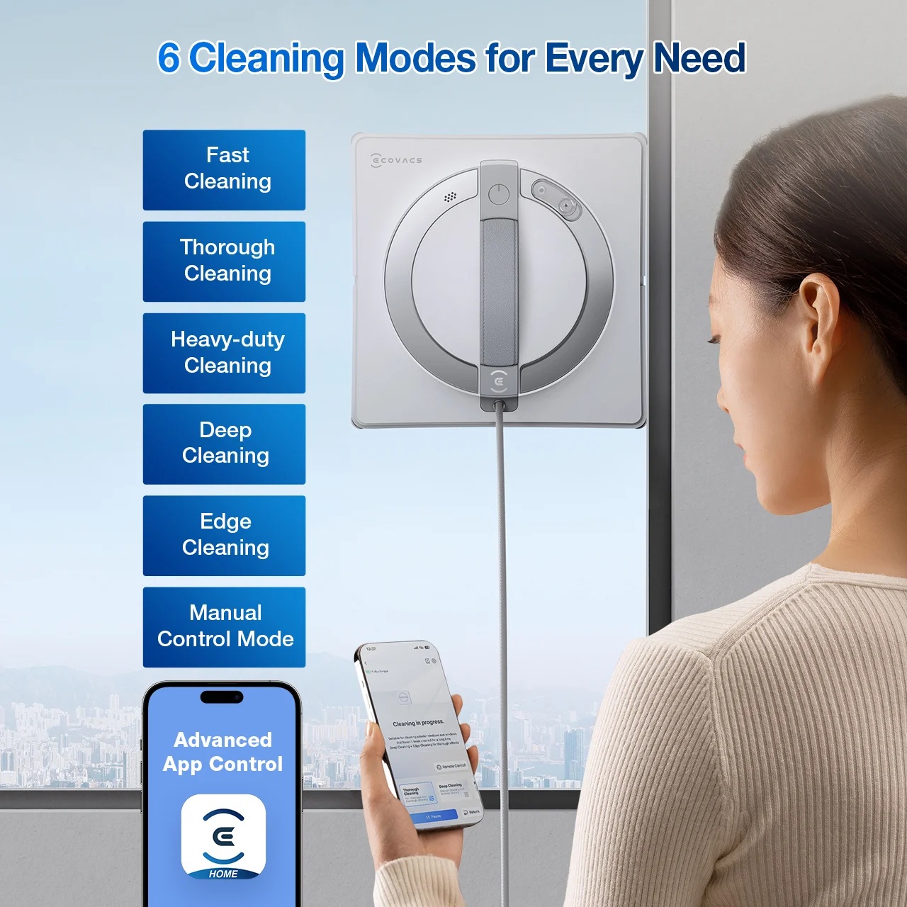 Langų valymo robotas Ecovacs WINBOT W2 PRO, balta - 7