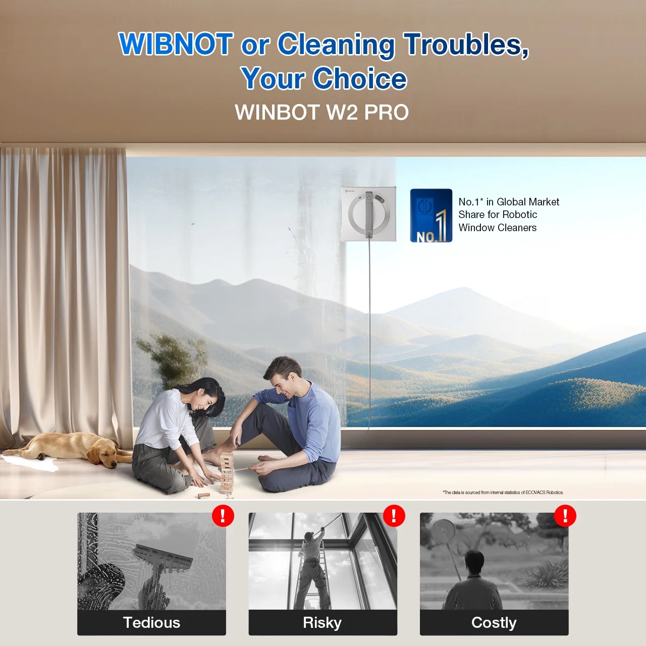 Langų valymo robotas Ecovacs WINBOT W2 PRO, balta - 8