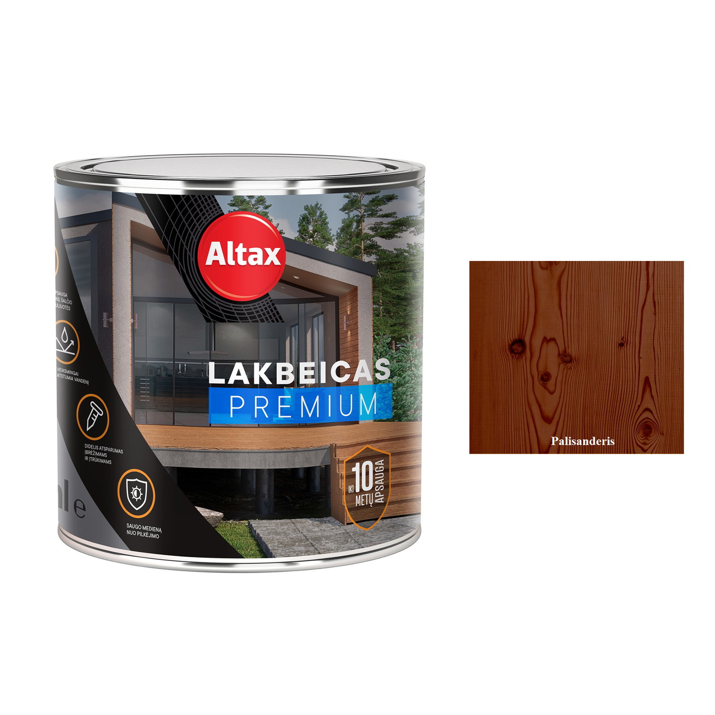 Medienos lakas su beicu ALTAX Premium, palisanderio sp., 250 ml-0