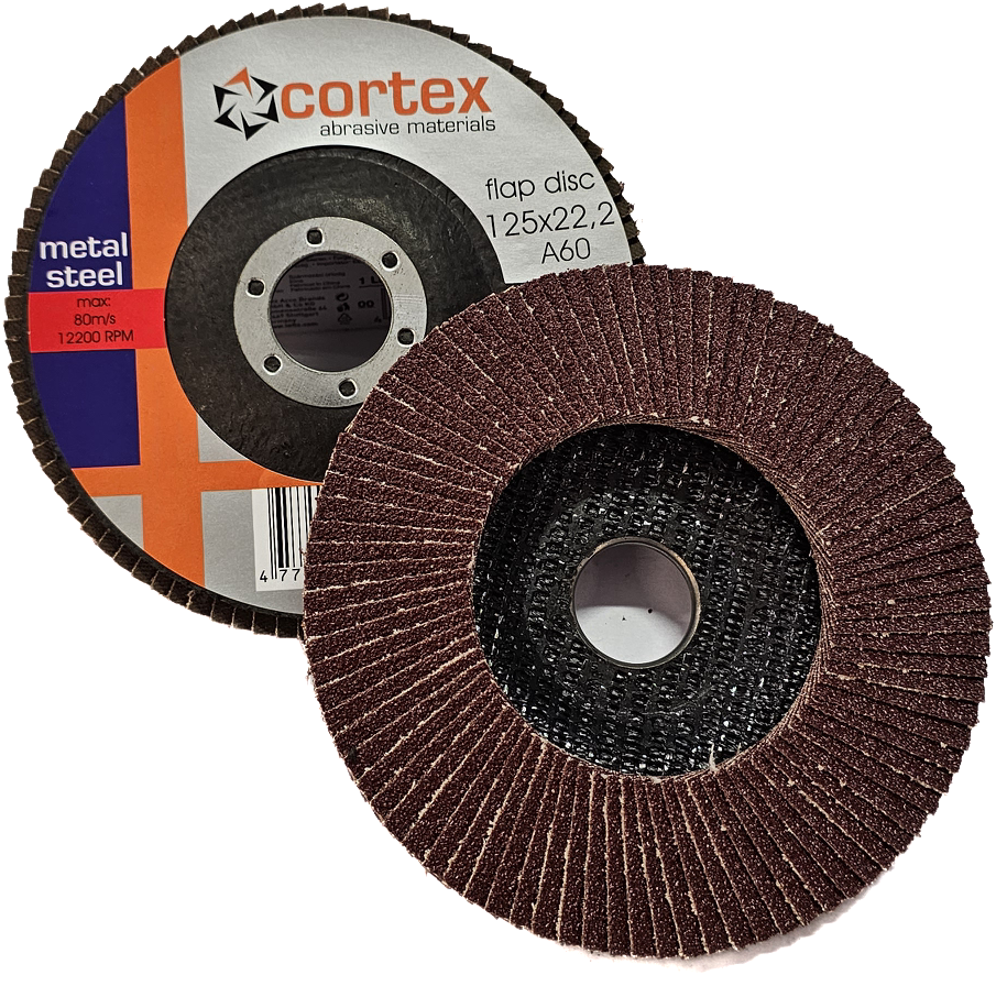 Žiedlapinis šlifavimo diskas CORTEX, 125 x 22 mm, P60, aliuminio oksidas, lygaus profilio