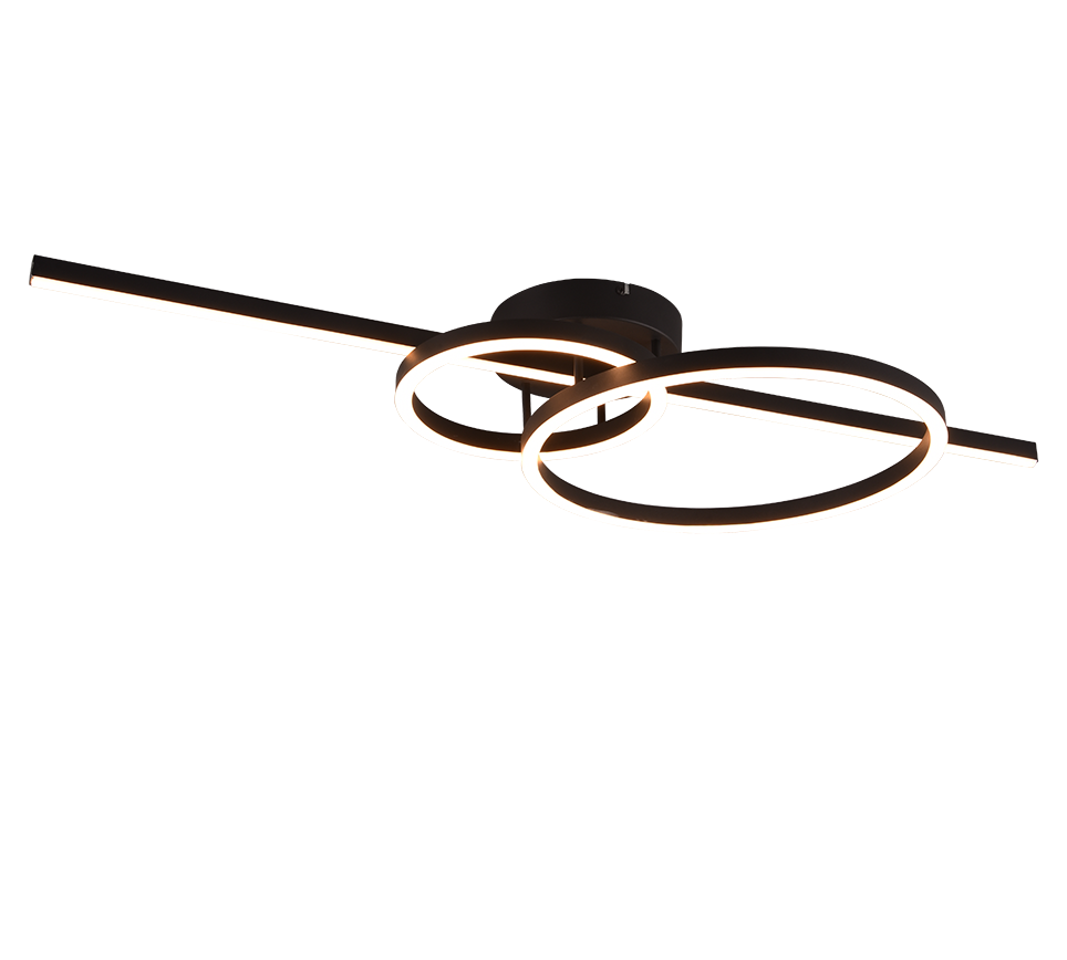 Lubinis LED šviestuvas TRIO Montilla, 40W, 2700-6000K, 6300lm, juodos sp., 100x12,5x40 cm