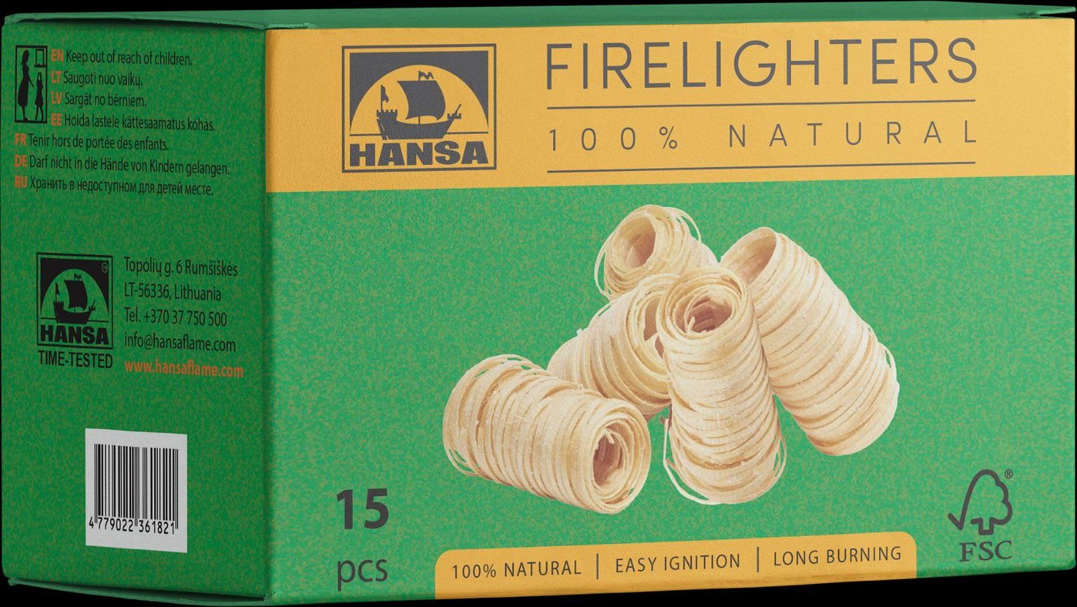 Natūralus ugnies įdegtukai HANSA, 15 vnt.