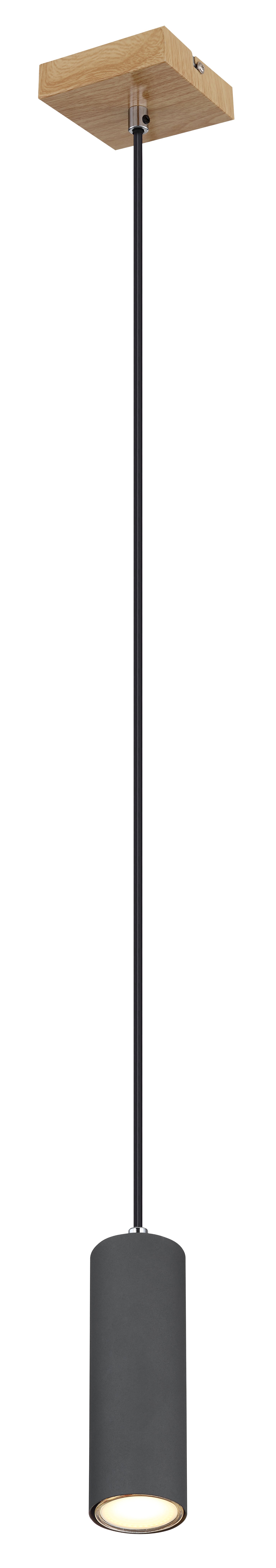 Pakabinamas šviestuvas GLOBO Robby, 1 x GU10, 35W, medžio/ matinės juodos sp., 9x9x120 cm