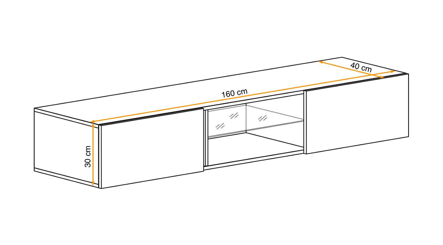 TV spintelė Fly 33 su LED apšvietimu, juoda-1