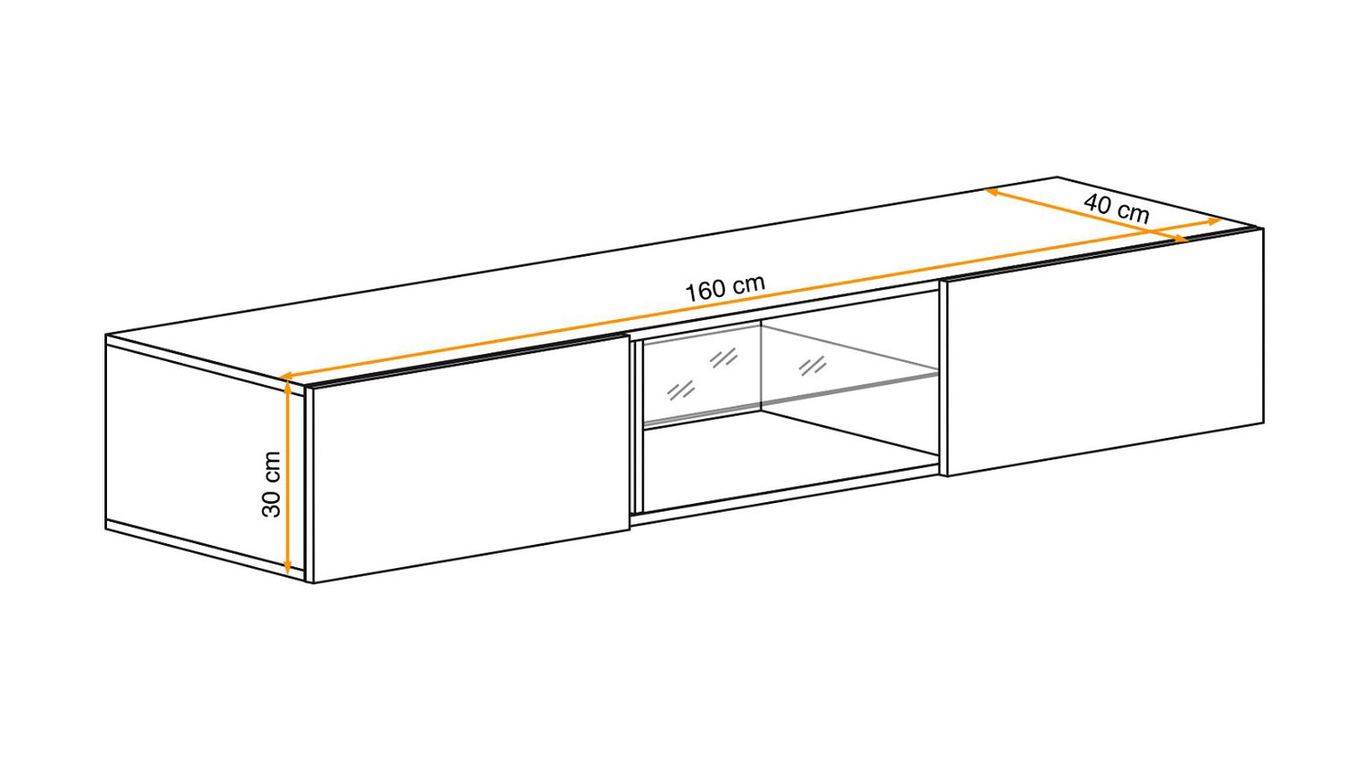 TV spintelė Fly 33 su LED apšvietimu, juoda - 4