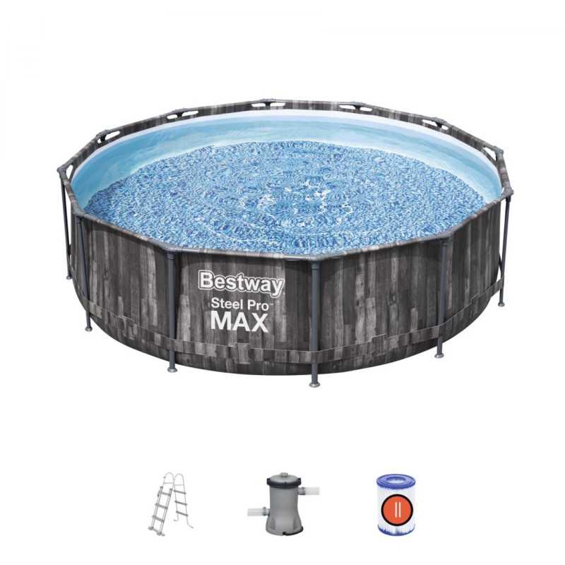 Karkasinis baseinas BESTWAY Steel Pro Max, pilkos sp., 9150 l, 366 x 100 cm-1