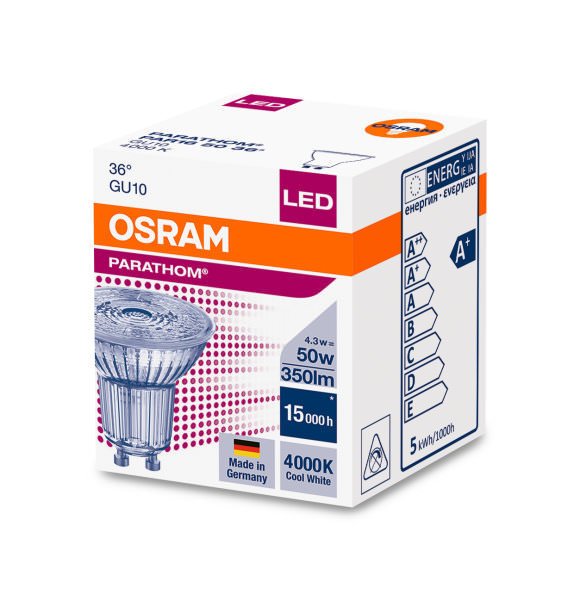 Šviesios diodų lemputė OSRAM, 4,3 W, GU10, 350 lm, 4000K, 36° - 2