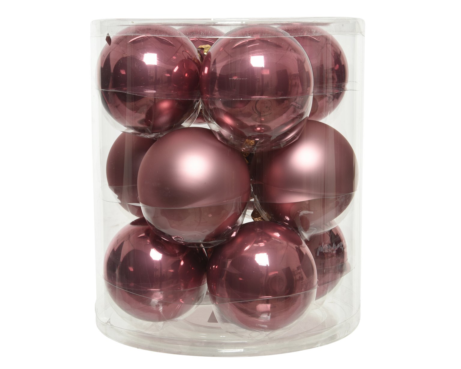 Kalėdinių eglės žaisliukų rinkinys GLASS VELVET PINK, rožinės sp., 2 rūšių, 8 cm, 12 vnt.
