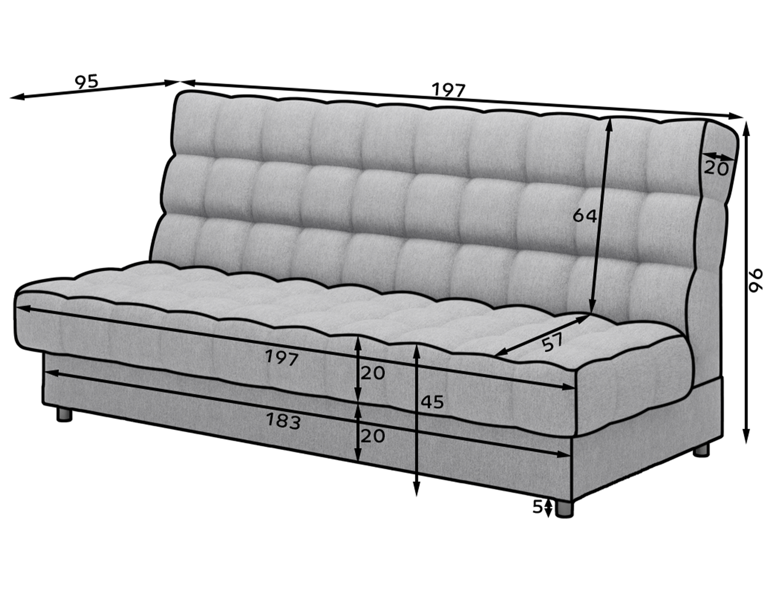 Sofa Clareta, pilka - 4
