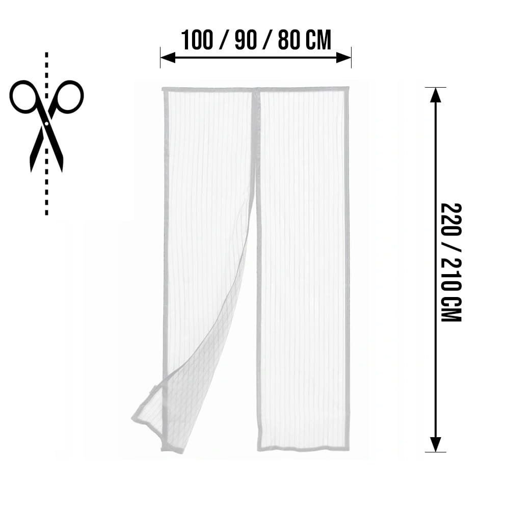 Durų tinklelis nuo vabzdžių su magnetais, 80/90/100 x 210/220 cm, baltas - 6