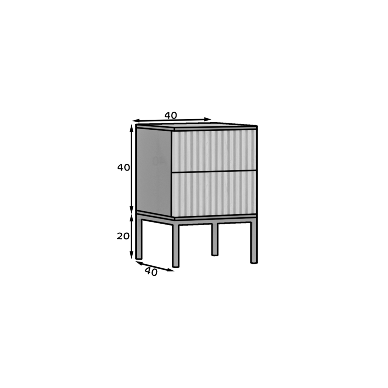 Naktinis staliukas Meorati 40, juoda/ąžuolo - 8