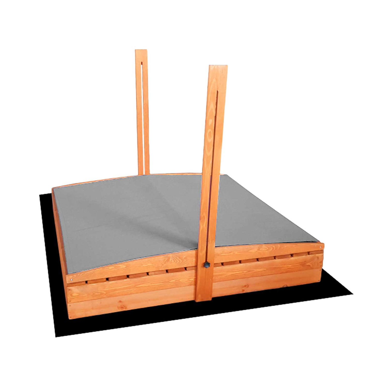 Impregnuota medinė smėlio dėžė su pilkos spalvos stogeliu ir 250 kg smėlio, 120x120 cm - 3