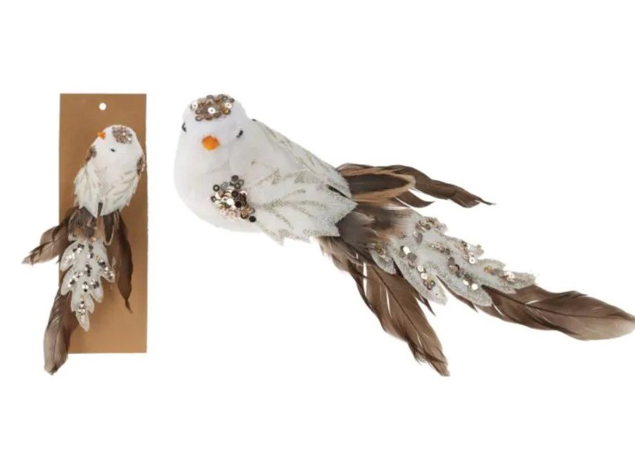 Įsegama kalėdinė dekoracija BIRD, baltos sp., 23 cm