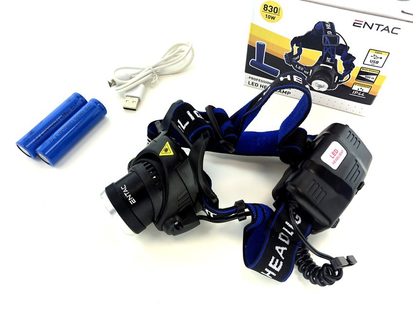 Pakraunamas galvos LED žibintas ENTAC, 10 W, 830 lm, IP44, USB jungtis-0