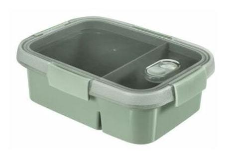 Plastikinis maisto laikymo indelis CURVER Smart Eco Line, žalsvos sp., h9 x 20 x 15 cm, 0,6 + 0,3 L-0