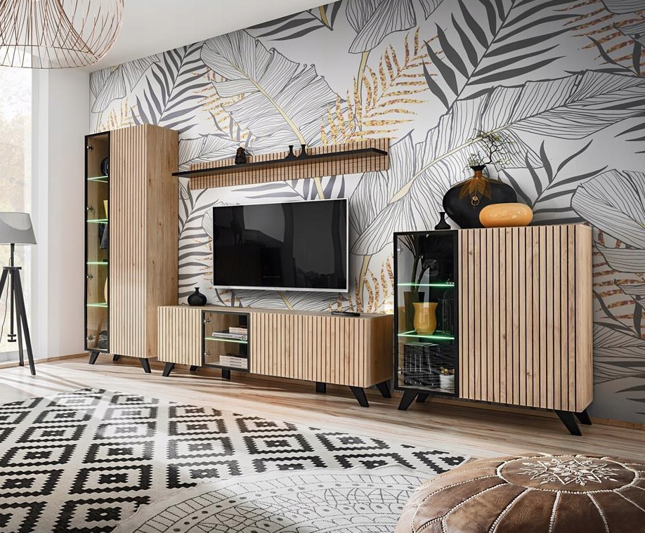 Vitrina su LED apšvietimu Liam, ąžuolo - 5