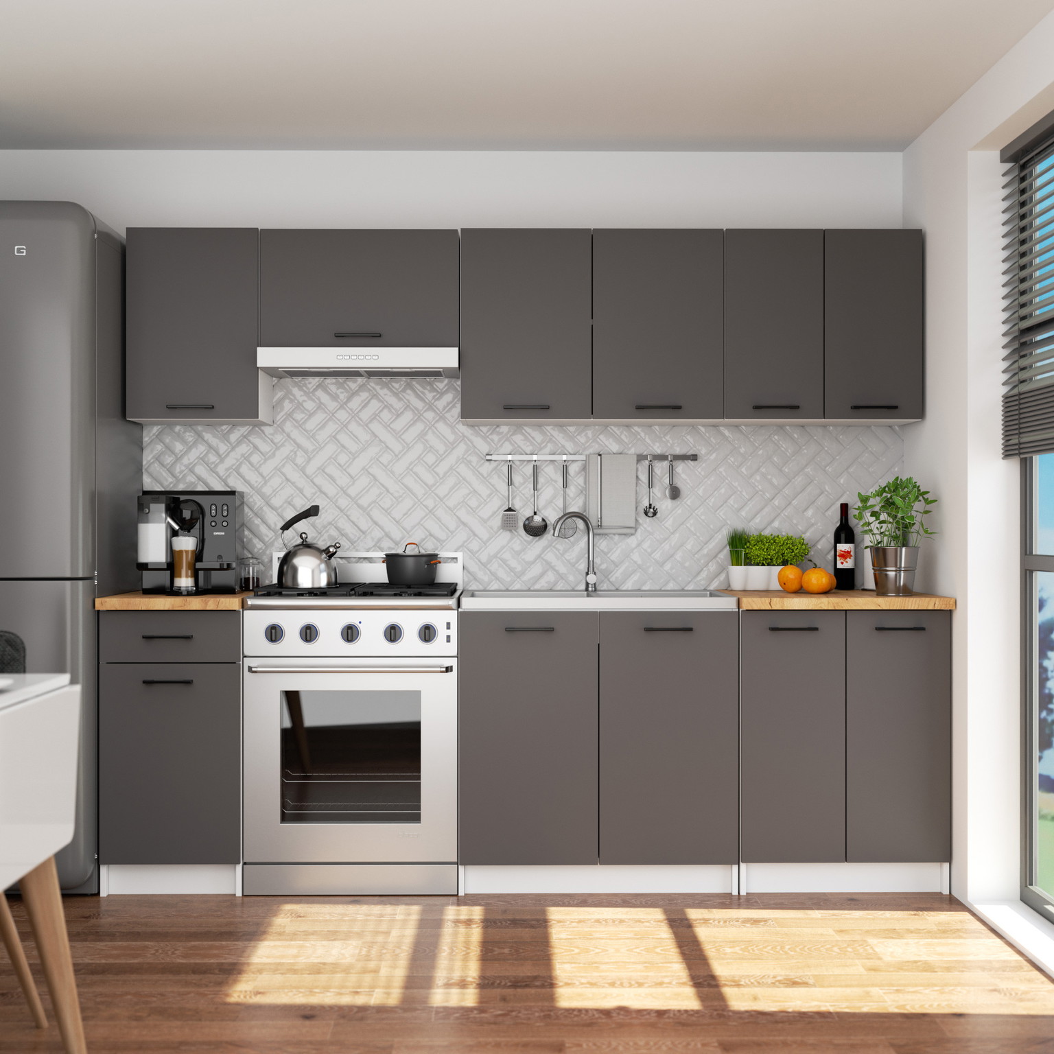 Virtuvės spintelė OLIVIA S80 SZ3, balta/betono - 5