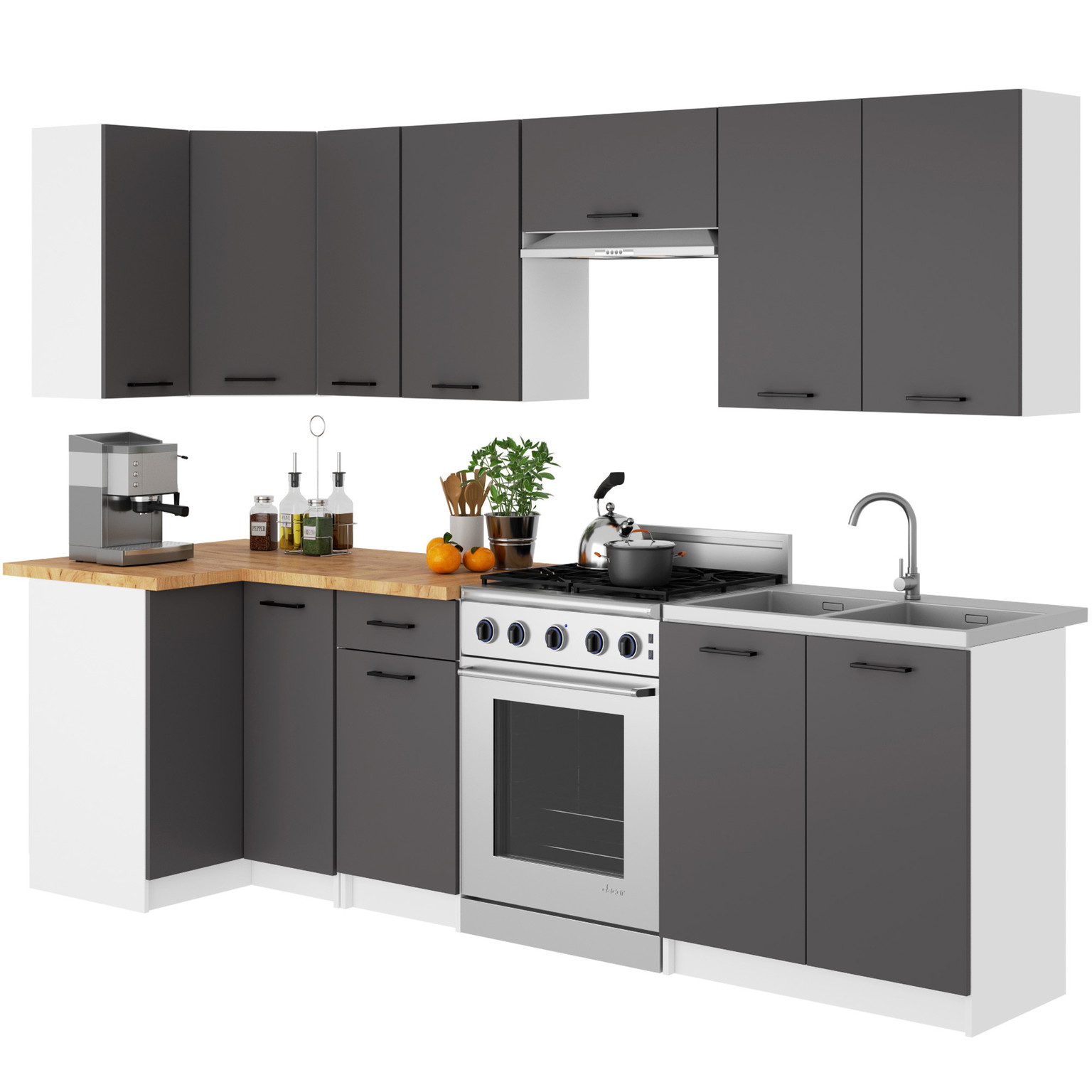 Virtuvės spintelė OLIVIA S80 SZ3, balta/betono - 4