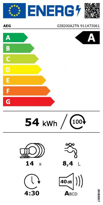 Įmontuojama indaplovė 60 cm AEG GI8200A2TN - 7