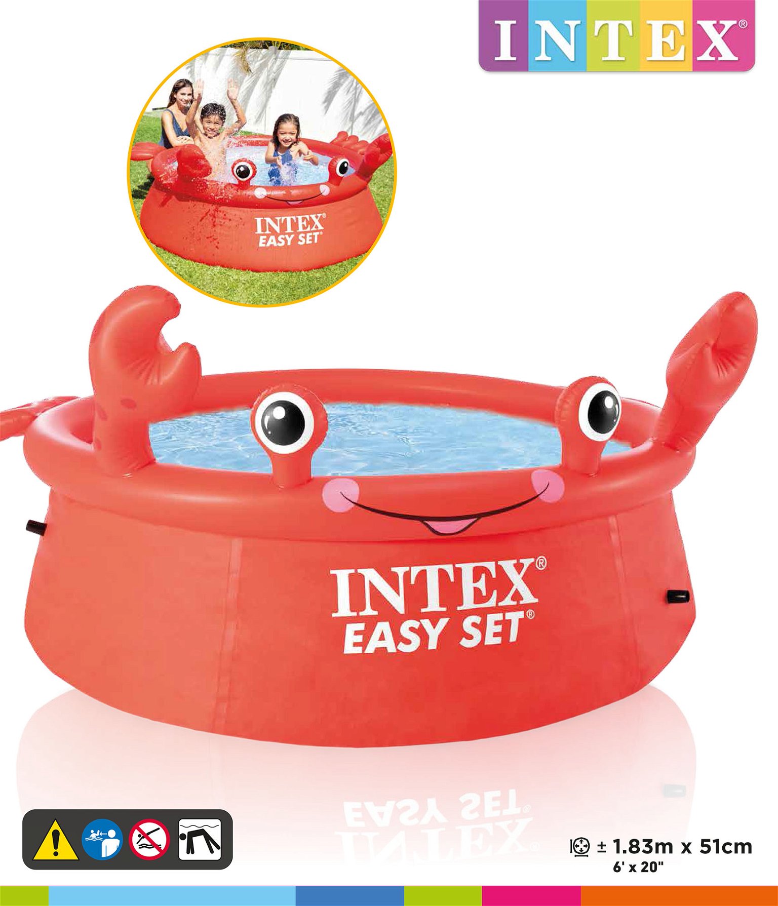 Baseinas vaikiškas Intex Happy Crab Happy Crab, raudonas, 183 x 41 cm, 878 l - 3
