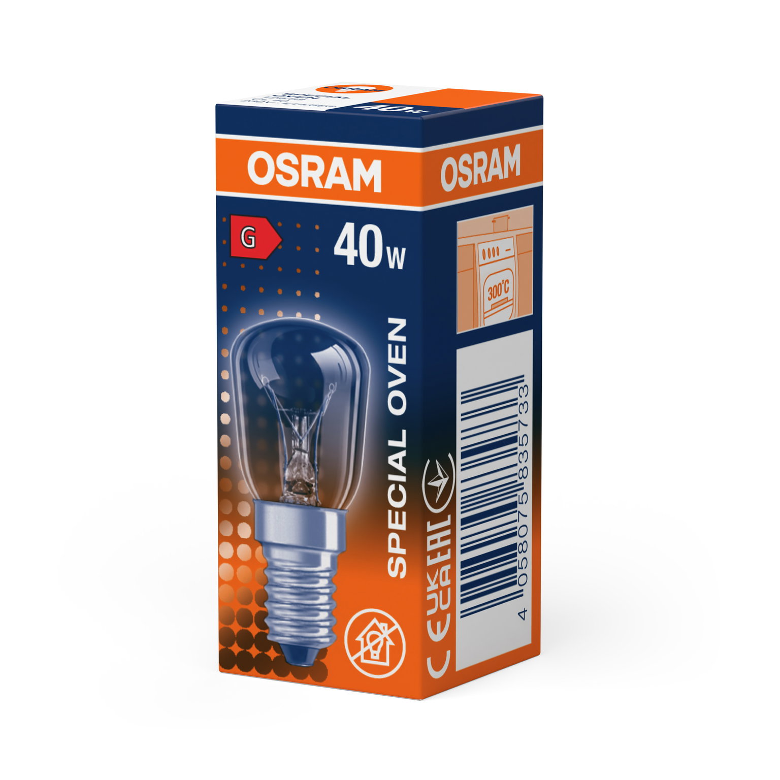 Kaitrinė orkaitės lemputė OSRAM, E14, 40W, 2600K, 230V, 300 lm-1